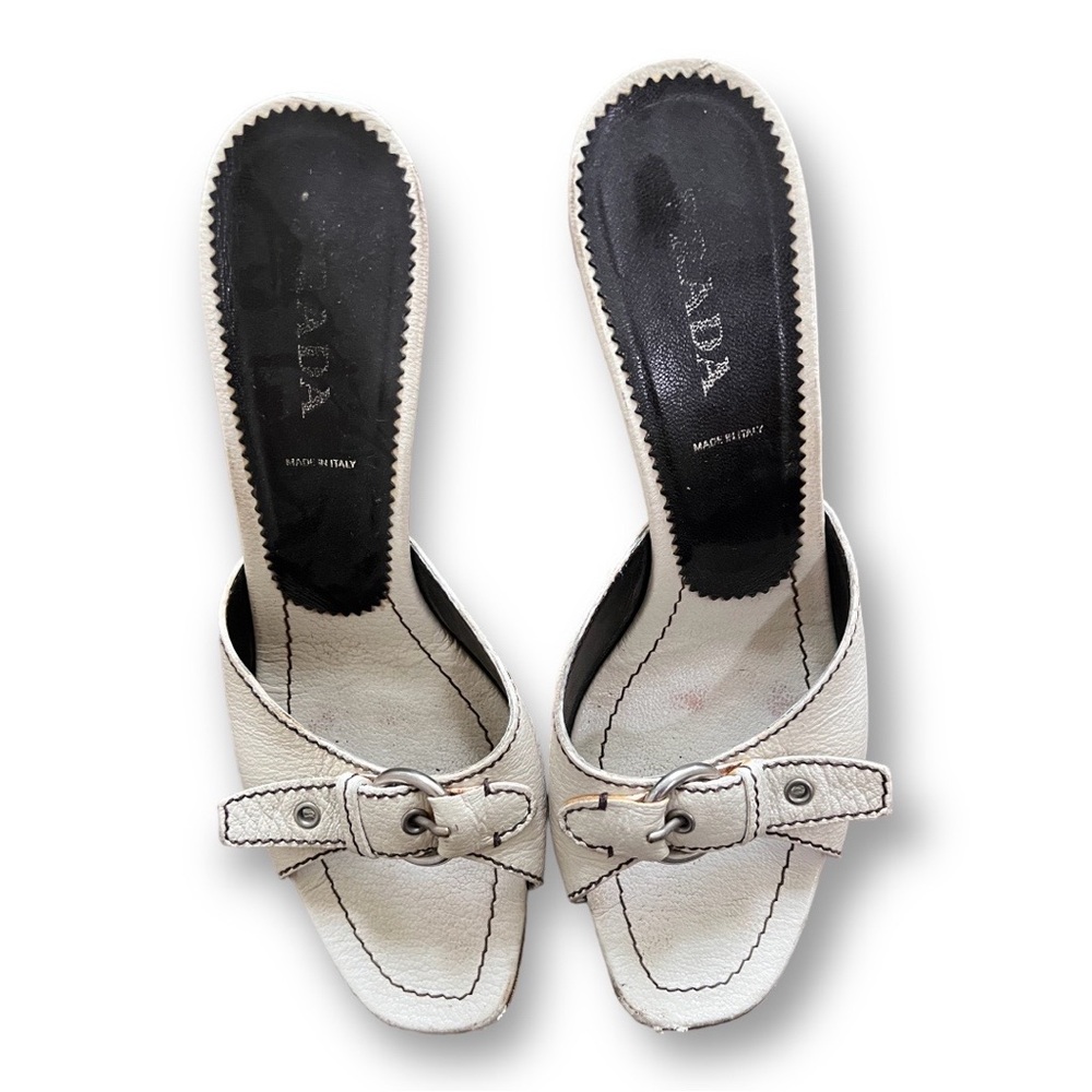 Prada Ivory Mule Slides View 4